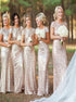 Mermaid Short Sleeves Sequin Bridesmaid Dresses LBQB0031
